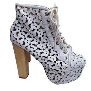 Jeffrey Campbell X UO Lita Boots Daisy Floral Cut Out 6.5 Platform Festival Boho